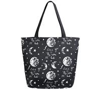 Love You To The Moon and Back Borsa per la Spesa Riutilizzabile Borsa in Tela Borsa Grande Pieghevole Lavabile Borsa a Tracolla per Donna