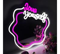 Love Your Self Insegna neon rosa LED decorazione murale Luminosità Specchio neon regolabile luce Alimentato tramite USB Regalo ragazza di compleanno per camera da letto per adolescenti (14,96"*15,16")