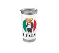 Love Yourself Cool Illustration Teddy Bear With Italy Flag Bicchiere termico in acciaio inox doppia parete