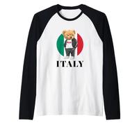 Love Yourself Cool Illustration Teddy Bear with Italy Flag Maglia con Maniche Raglan