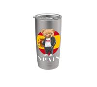 Love Yourself, Cool Illustration Teddy Bear With Spain Flag Bicchiere termico in acciaio inox doppia parete