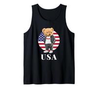 Love Yourself, Cool Illustration Teddy Bear with USA Flag Canotta