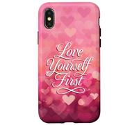 Love Yourself First Self Love Pink Heart Custodia per iPhone X/XS