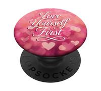 Love Yourself First Self Love Pink Heart PopSockets PopGrip Adesivo