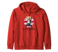 Love Yourself, Illustration London Teddy Bear with UK Flag Felpa con Cappuccio