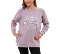 Love2Mi - Felpa da donna a maniche lunghe con chiusura invisibile per l'allattamento, con tasca, casual, abbigliamento per la gravidanza, Colore: rosa., XL