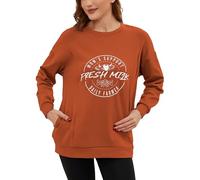 Love2Mi - Felpa da donna a maniche lunghe con chiusura invisibile, per l'allattamento, con tasca, casual, abbigliamento per la gravidanza, bronzo, M