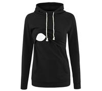 Love2Mi Felpa da donna con cappuccio per l'allattamento, maglione premaman a maniche lunghe, giacca per gravidanza, A-nero., S