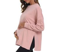 Love2Mi Maglietta da donna a maniche lunghe premaman, rosa scuro, M