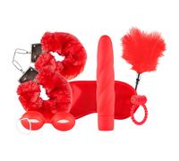 Scatola d'Amore "Amo il Rosso" - Set Bondage con Vibratore (6 pezzi) - Rosso