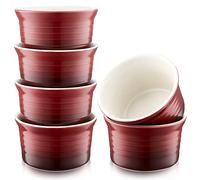 LOVECASA Stampino in Ceramica Pirottini per Soufflé, Set di 6 Mini Ciotole di Dessert Perfette per Fare Creme Brulees Muffin Crème Pirottini in Ceramica, 9 cm, Capacità: 300ml