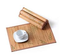 LOVECASA Tovagliette Americane Bambù Set di 6 Pezzi Tovagliette Pranzo Colazione Lavabili, Antiscivolo, Antimacchia, Resistenti al Calore, Tovagliette Rettangole