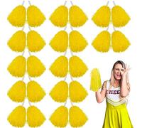 Lovecheer 24 pezzi Pom Pom gialli per cheerleading, sport, in plastica, nuovi per balli di cheerleader, festa di Capodanno, Natale, Halloween