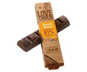 Lovechock - Barretta di cioccolato puro biologico con noci pecan/polvere maca