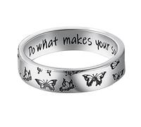 LOVECOM Anelli a farfalla, in argento Sterling 925, vari anelli con farfalle volanti, per donne, bohémien, delicati, fai ciò che fa brillare la tua anima, anello con lettere carine, insetti, fedi
