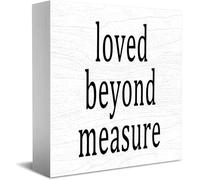 Loved Beyond Measure cartello decorativo in legno divertente per ufficio casa casa rustico rustico quadrato scrivania segno decorativo per mensola 12,7 x 12,7 cm