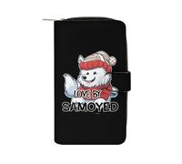 Loved by A Samoyed - Portafoglio lungo da donna in pelle PU, organizer per ufficio e viaggio