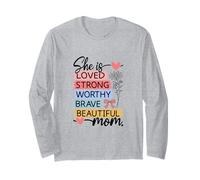 Loved Strong Digny Brave Beautiful Mom Design Maglia a Manica