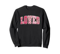 Loved Varsity Patch Lettere Fiocchi Rosa Scacchi San Valentino Felpa