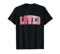 Loved Varsity Patch Lettere Fiocchi Rosa Scacchi San Valentino Maglietta