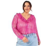 Lovedrobe Top da Donna con Scollo a V, a Maniche Lunghe, con Stampa Floreale, Metallizzata, Stile Casual, da Ufficio Blouse, Colore: Rosa, 50