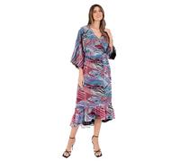 Lovedrobe Women's Ladies Maxi Dress V-Neck Kimono Half Sleeve Wrap Front High-Low Hem Abstract Floral Print Waist Tie A-Line Vestito, Multi, 52 da Donna