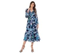 Lovedrobe Women's Ladies Midaxi Dress Long Balloon Sleeve V-Neck Tiered Ruffle Abstract Floral Print A-Line Elasticated Waist, Vestito,