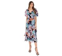 Lovedrobe Women's Ladies Midaxi Dress V-Neck Short Sleeve Faux-Wrap Tiered Ruffle Floral Print Elasticated Waistband A-Line Casual, Vestito,