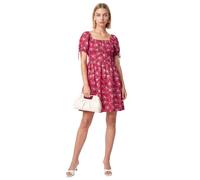 Lovedrobe Women's Mini Dress Ladies Elasticated Square Neckline Short Tie Sleeves Floral Print A-Line Shirred Back Milkmaid Boho Dress Donna (Pacco da 1)