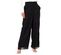 Lovedrobe Women's Palazzo Trousers Ladies Wide Leg Pants Floral Print Chiffon Bottoms Smart Casual Party Office Wear, Nero 42