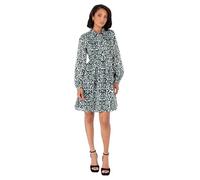 Lovedrobe Women's Shirt Dress Ladies Mini Long Sleeve Point Collar Lurex Paisley Print Smock Shift Smart Casual Office Wear Party Vestito, Verde, 46 Donna
