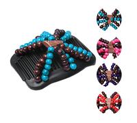 LOVEF 3 Pcs Women Magic Hair Combs Wood Beaded Stretch Double Side Combs Clips Bun Maker Hair Accessories Random Color