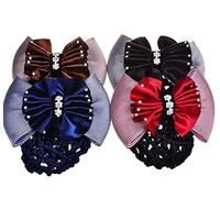 LOVEF 4 fermagli per capelli da donna con strass (rosso, blu, nero)