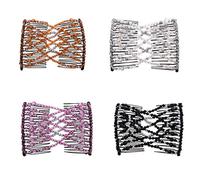 LOVEF 4 fermagli per capelli elastici con perline magiche alla moda, doppie clip a pettine per capelli