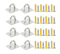 LoveFirst 8 Gancio da Muro Piastra con Occhiello M6 in Acciaio Inox 304 con Viti e Tubi di Espansione in Plastica, Ganci Quadrati per Soffitto, per Applicazioni Marine Allenamento Yoga Swing Amaca