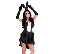 Lovelegis Costume coniglietta sexy maga illusionista nero bianco taglia L travestimento carnevale Halloween regalo donna