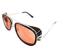 Lovelegis Occhiali da Sole Iron Man Steampunk Tony Stark Uomo Argento Lente Rossa moda stiloso design vintage fantastico personalità retrò innovativo