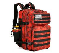 Lovelinks21 45L Tactical Assault Backpack 3 day assault pack with Molle Waterproof backpack Rucksack for Tactical Backpacks (Red water pattern)
