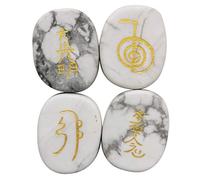 Loveliome 4 pezzi White Howlite turchese inciso Chakra Stones Healing Crystal Reiki Balancing Palm Stone, 25 mm