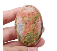 Loveliome Unakite - Pietre energetiche per massaggi ovali naturali e lucidate per la mano, con tasca ovale naturale