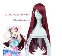 LoveLive! Luce del sole !! Love Live Sunshine Sakurauchi Riko Parrucca per costume cosplay resistente ai capelli lunga 80 cm + cappuccio parrucca gratuito