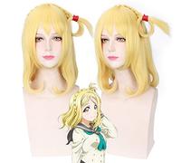 LoveLive! Luce del sole !! Parrucche cosplay ricce medio lunghe di Mari Ohara Donne Parrucchieri per donna Vendita di capelli sintetici 45 cm Anime biondi dorati