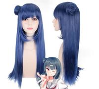 LoveLive! Luce del sole !! Tsushima Yoshiko Parrucca cosplay lunga diritta da 70 cm per festa in costume anime Capelli femminili universali blu
