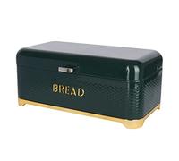 Lovello KitchenCraft Cestino per il pane con coperchio, design ventilato, 41,5 x 20 x 18 cm, colore: Verde e oro