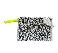 Lovely Beach Pochette Beach Girl Leopardata, 28x22 cm, Impermeabile con Zip e Laccio, in Cotone e PVC (Bianco)