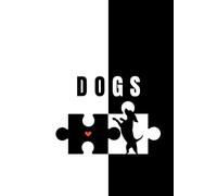 Lovely Black Dog Diary Notebook: Nice Minimalist Black and White Lined Notebook, Aesthetic 6 x 9' 108 Lined Pages Notebook for Notes & Ideas with cute dog design inside