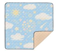 Lovely Blue and White Clouds Soft Foam Baby Playmat for Floor 1 Piece Pieghevole Activity Entertainment Mat per Neonati Neonati Bambini, 127 x 127 cm con Musica para Bebes