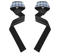 Lovely Blue Plaid Lifting Polsiere 66 cm Power Workouts Coppia di Cinghie da Palestra per Sollevamento Pesi, Bodybuilding, Powerlifting & Deadlift munequeras para levantamiento de pesas