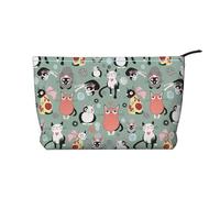 Lovely Cartoon Cats (1) Chiusura a Cerniera Borsa Trucco Corduroy Organizer Multifunzionale 22x7x17cm per Viaggi Campeggio Vacanze Fitness, Nero , Taglia unica