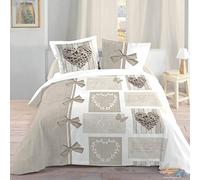 Lovely Casa 'Biancheria da Letto Heart 240 x 260 cm + 2 assortierter Federa per Cuscino 63 x 63 cm 100% Cotone